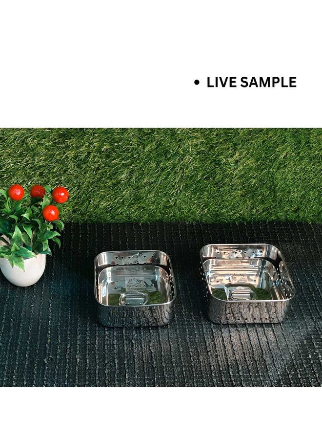 Nyra Kitchenware Steel 2 Pieces Stainless Steel Colander Strainers With Top Press Lids - Image 3